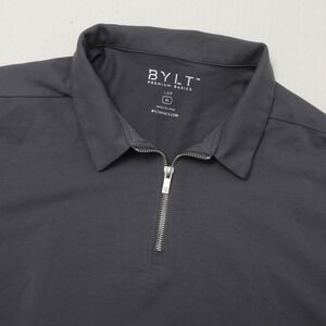 BYLT Premium LUX Polo Shirt Mens XL Gray 1/4 Zip Stretch Short Sleeve Casual